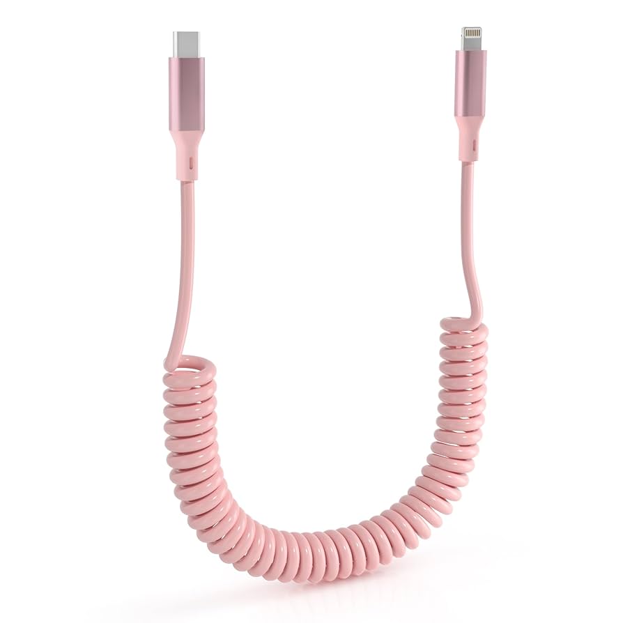 AirPods Max ピンク (lightning cable) Amazon.com: Coiled iPhone Lightning Cable Apple Carplay Cord